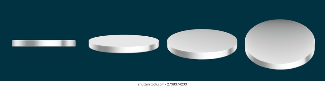 3D Silver Podium From Different Angles On Dark Background. EPS10 Vector
