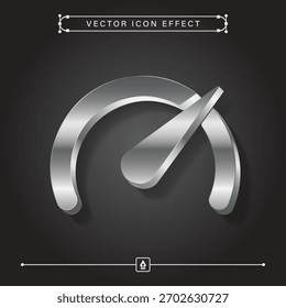 Icono de medidor de riesgo plateado 3D con diseño de Vector moderno para el concepto de negocios y salud