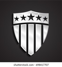 3d silver shield with stars