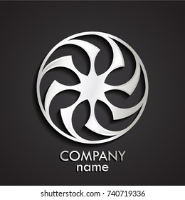 3d silver shiny metal circle logo