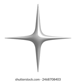 3D silver star icon. Glossy, vibrant, and elegant with a sparkling effect. Perfect for modern web design, apps, and digital projects. Unique and versatile vector for creative uses