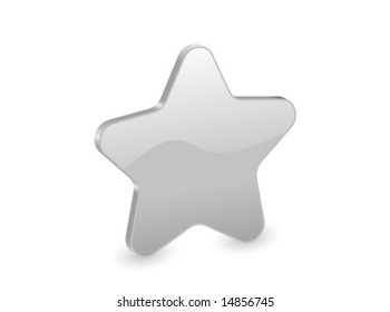 3D silver star isolated on white background. Vector illustration.