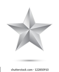 3D silver star on white