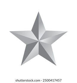 Estrella de plata 3d sobre fondo blanco