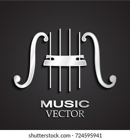 3d silver string music instrument theme logo