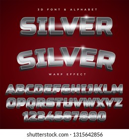 3D Silver Stylized Lettering Text, Font & Alphabet Template