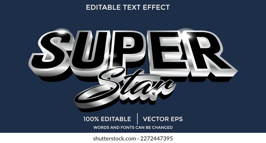 3d SILVER super star vector text effect