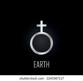 3d silver symbol of planet earth on dark background