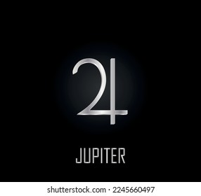 3D-Silber-Symbol für Planetenjupiter auf dunklem Hintergrund