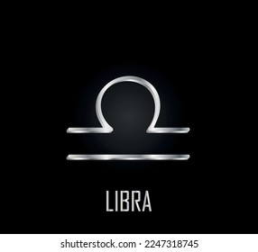 3d silver symbol of zodiac sign libra on dark background