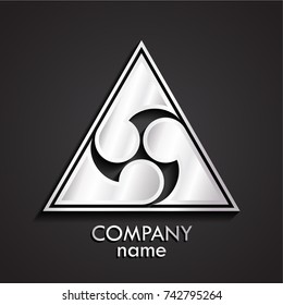 3d silver triangle japan style logo