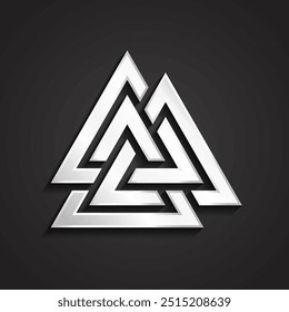 3d prata valknut símbolo viking logotipo de metal