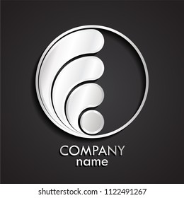 3d silver waves circle logo