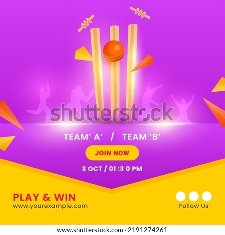 3D Silver Winning Trophy or Cup for Cricket Championship with Batters and Bowlers Silhouettes, Online Play with Cricket Game Concept.