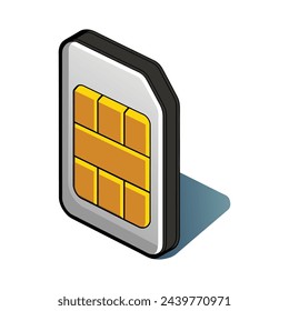 3D Sim card business shape vector illustration