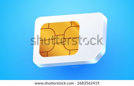 3d sim card chip. Sim card or eSim symbol. Vector illustration
