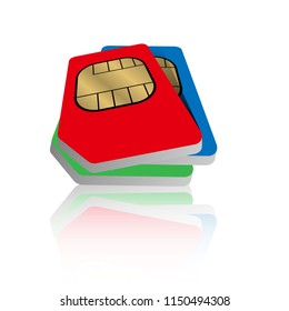 3D SIM card. vector illustration