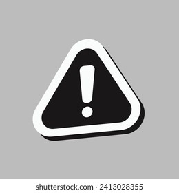 3d simple black and white triangle warning caution ! sign icon