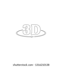 3D. simple flat vector icon illustration. outline line symbol - editable stroke