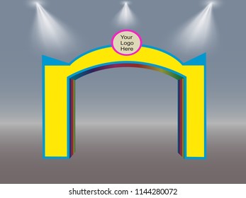 3D Simple Gate with light and space for logo. Vector editable.