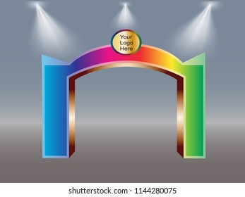 3D Simple Gate with light and space for logo. Vector editable.