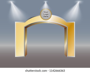 3D Simple Gate with spotlight and space for Logo. Vector editable.