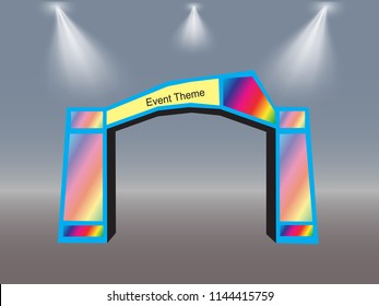 3D Simple Gate with spotlight and space for Event Theme. Vector editable.