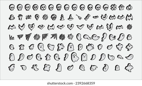 3d simple icon or silhouettes of halloween ghost on white background. Vector illustration editable.
