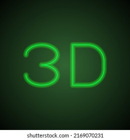 3D simple icon vector. Flat design. Green neon on black background with green light.ai