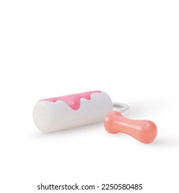 3d Simple paint roller. Vector illustration.