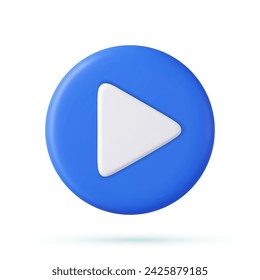 3d simple play video or audio icon. Play interface symbol . 3d rendering. Vector illustration.