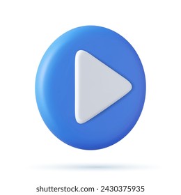 3d simple play video or audio icon. Play interface symbol . 3d rendering. Vector illustration.