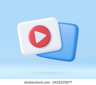 3d simple play video or audio icon. Play interface symbol . 3d rendering. Vector illustration.