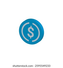 3D Simple USD Coin USDC Cryptocurrrency Logo Design