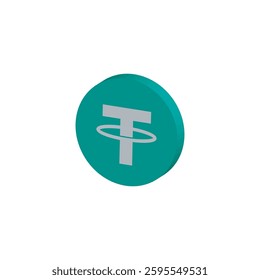 3D Simple USDT Tether Cryptocurrrency Logo Design