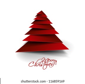 3d Simple vector christmas tree made from paper cut.