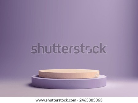3D simple violet and yellow podium on a soft violet background, Minimal concept, Product display, Mockup presentation