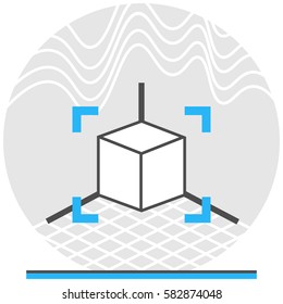 3D Simulations - Infographic Icon Elements from Logistics Technology Set. Flat Thin Line Icon Pictogram for Website and Mobile Application Graphics.