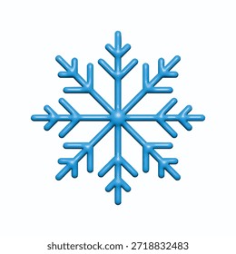 3d single Snowflake icon sign symbol vector illustration isolated on white background. Christmas 3d icon. Abstract snow logo frost cold weather. Winter precipitation. Blue snowflake symbol EPS 10.