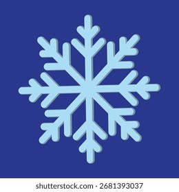 Ilustración vectorial de símbolo de símbolo de icono de copo de nieve blanco en 3D aislada sobre fondo azul. Icono de Navidades 3d. Logotipo de la nieve helada Clima frío. Precipitaciones de invierno. Símbolo de copo de nieve EPS 10.