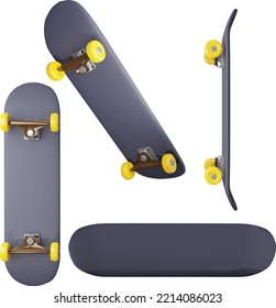 3d skateboard icon set suitable for app icon website