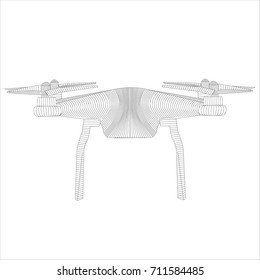 3D skeleton of drone isolated in black lines. Quadrocopter on a white background. Graphics on a white background vector
