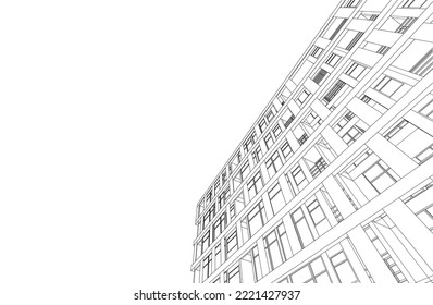  3d sketch of building on white background