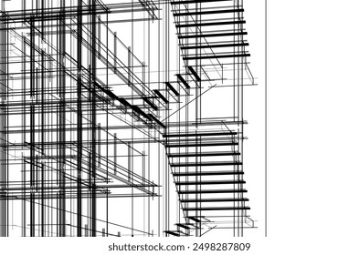 3D-Skizze eines Gebäudes auf weißem Hintergrund
