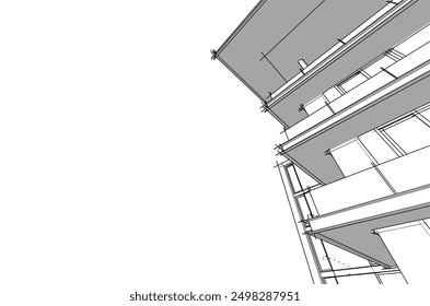 Bosquejo 3D del edificio sobre fondo blanco