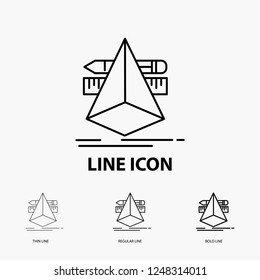 3d sketch design tools. Designer concept.Icon in Thin, Regular and Bold Line Style. Vector illustration