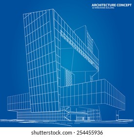 3D sketch of Modern building.