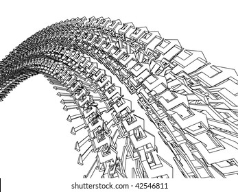 3d sketch monochrome architecture