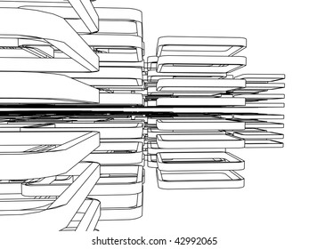 3d sketch monochrome architecture