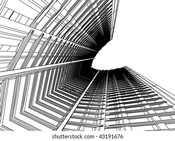 3d sketch monochrome architecture